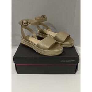 VINCE CAMUTO Metal Gold ANDORRA Size 7.5M Ankle Strap Women’s Sandals